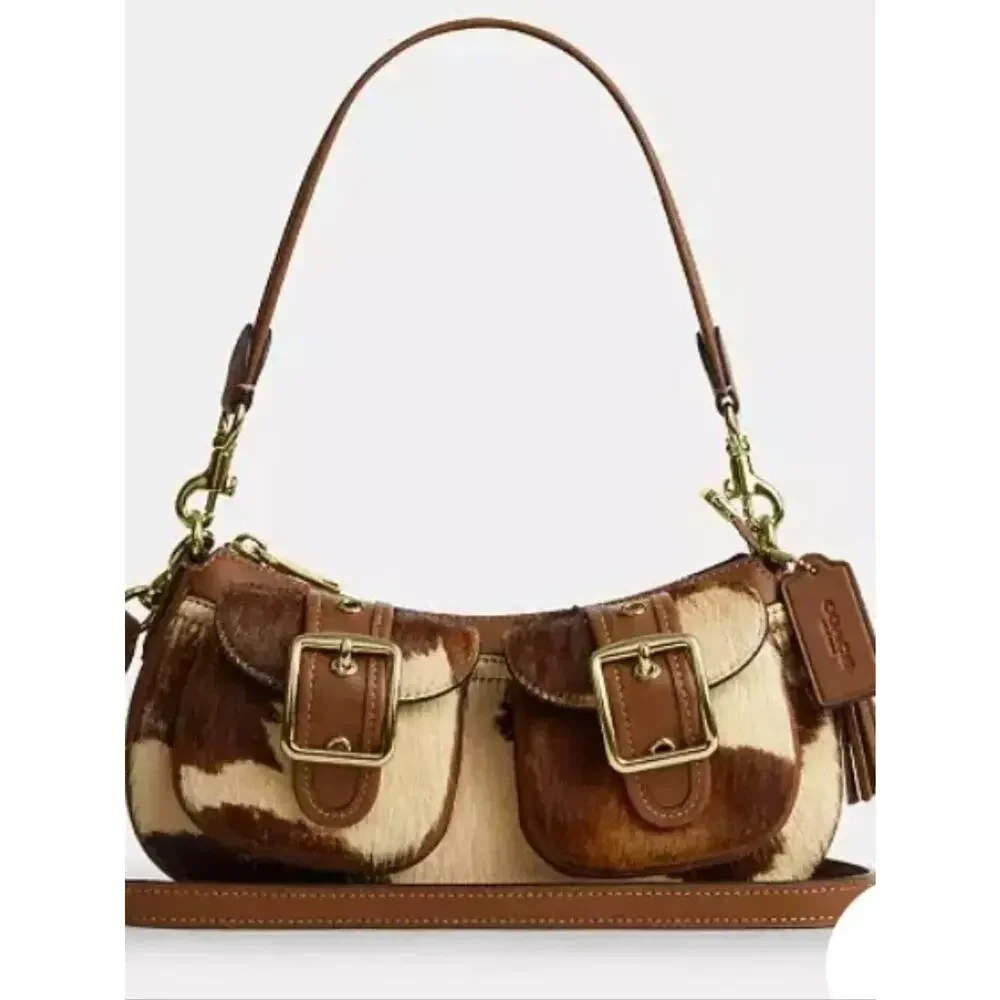 B6-009NWTCoach Ashton Shoulder Bag In Haircalf With Cow Print CDW47 cow haircalf